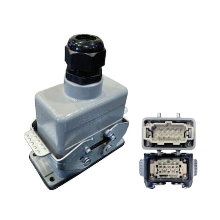 Starke Quick-Plug Industrial Connector, 500V, 16 Amp, 10 Pins, Top Entry Hood with Thru-Panel Mount SPQ10-10BPT